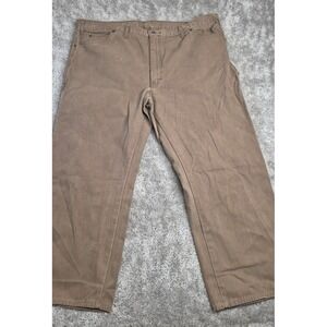 DICKIES MENS RELAXED STRAIGHT LEG DUCK CARPENTER PANTS DISTRESSED BROWN 44X30
